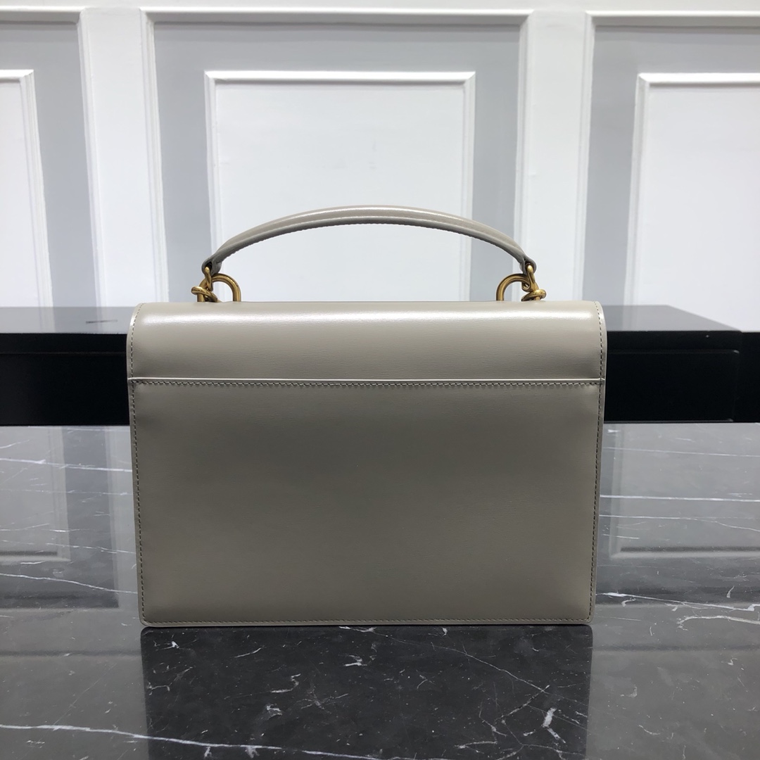 Saint Laurent Sunset Top Handle Smooth Calfskin Handbag Shoulder Bag Grey 634723 Gold